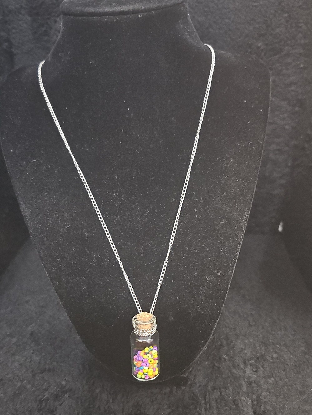 Kohl's Silver-Tone Glass Vial Necklace with Multicolor Beads